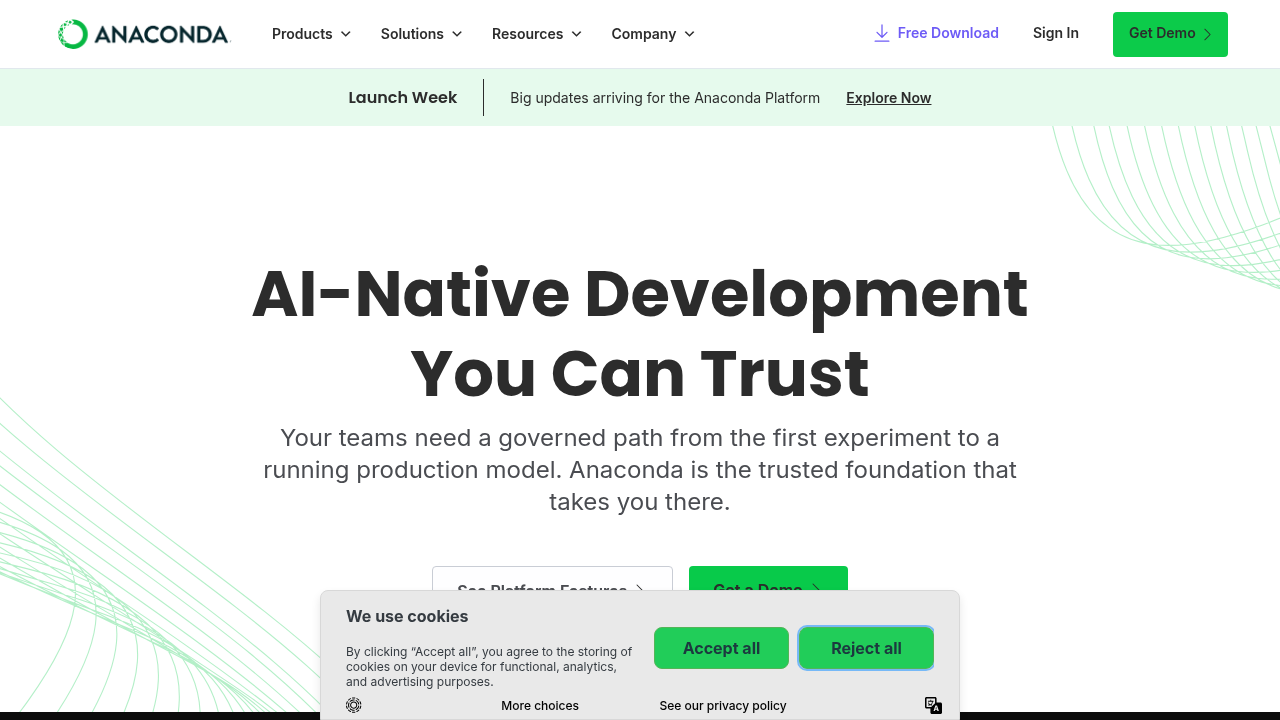 Discover the Anaconda platform, known for its open-source Python libraries and data science tools.