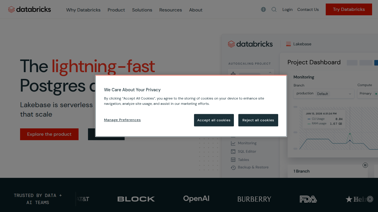 Screenshot of the Databricks platform, illustrating its integrated capabilities for data and AI workloads.