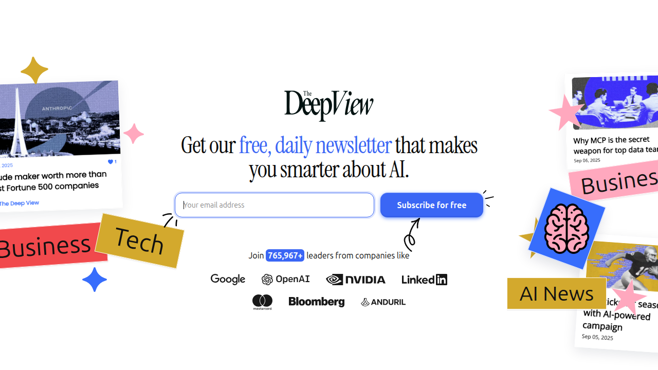 Screenshot of the subscription page for "The AI Newsletter Worth Reading," offering daily AI updates.