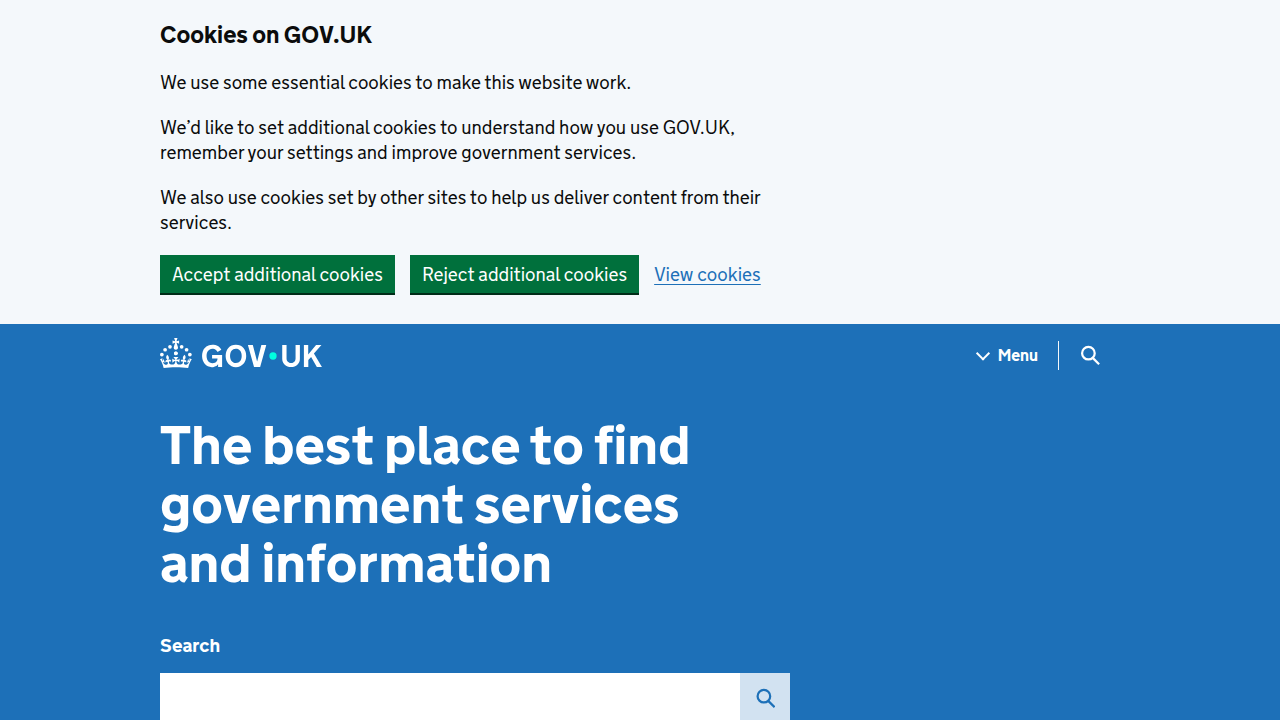 Screenshot of the homepage of GOV.UK, the official website for the UK government, offering guidelines for AI procurement.