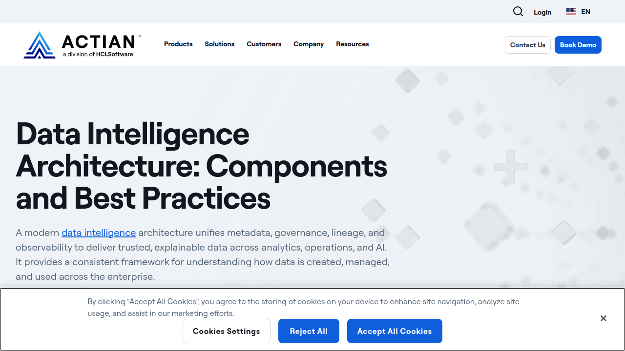 Actian's resource on data intelligence architecture, highlighting best practices for unified data management.