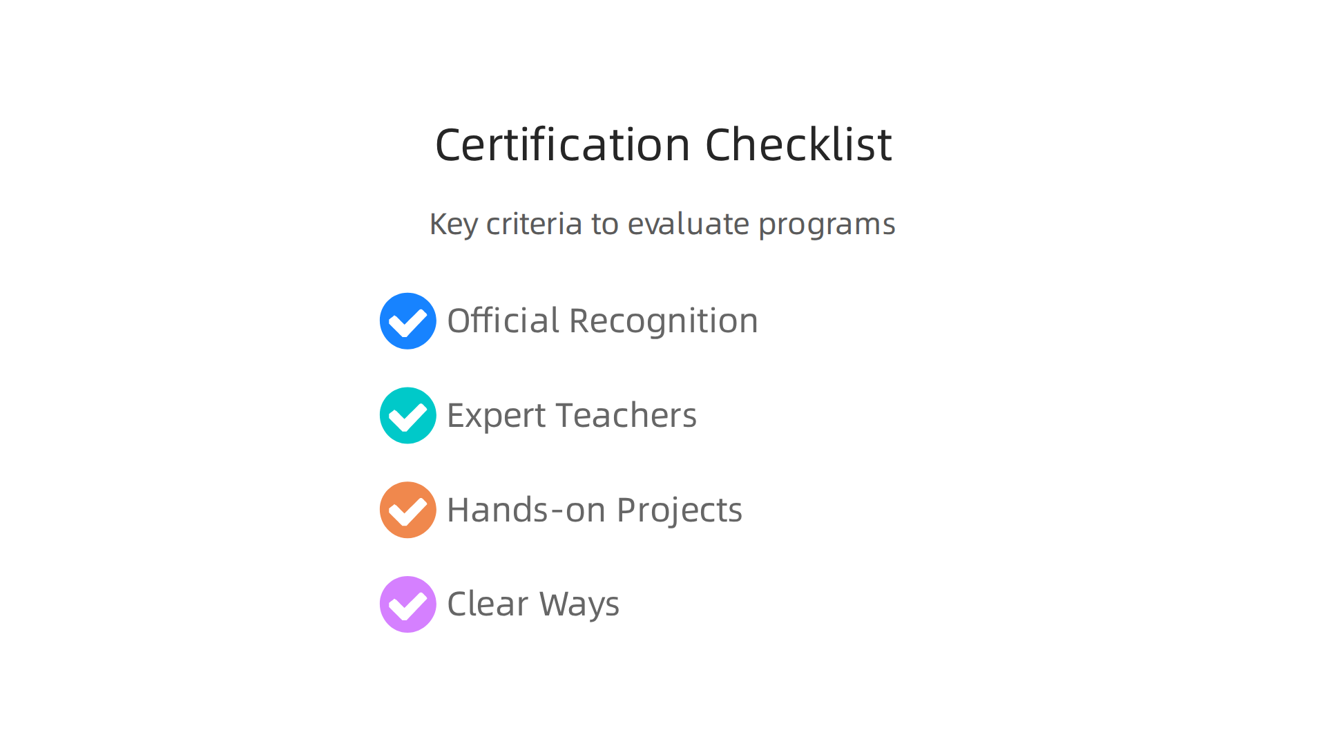 A checklist of key criteria to evaluate when selecting a data analytics certification program.